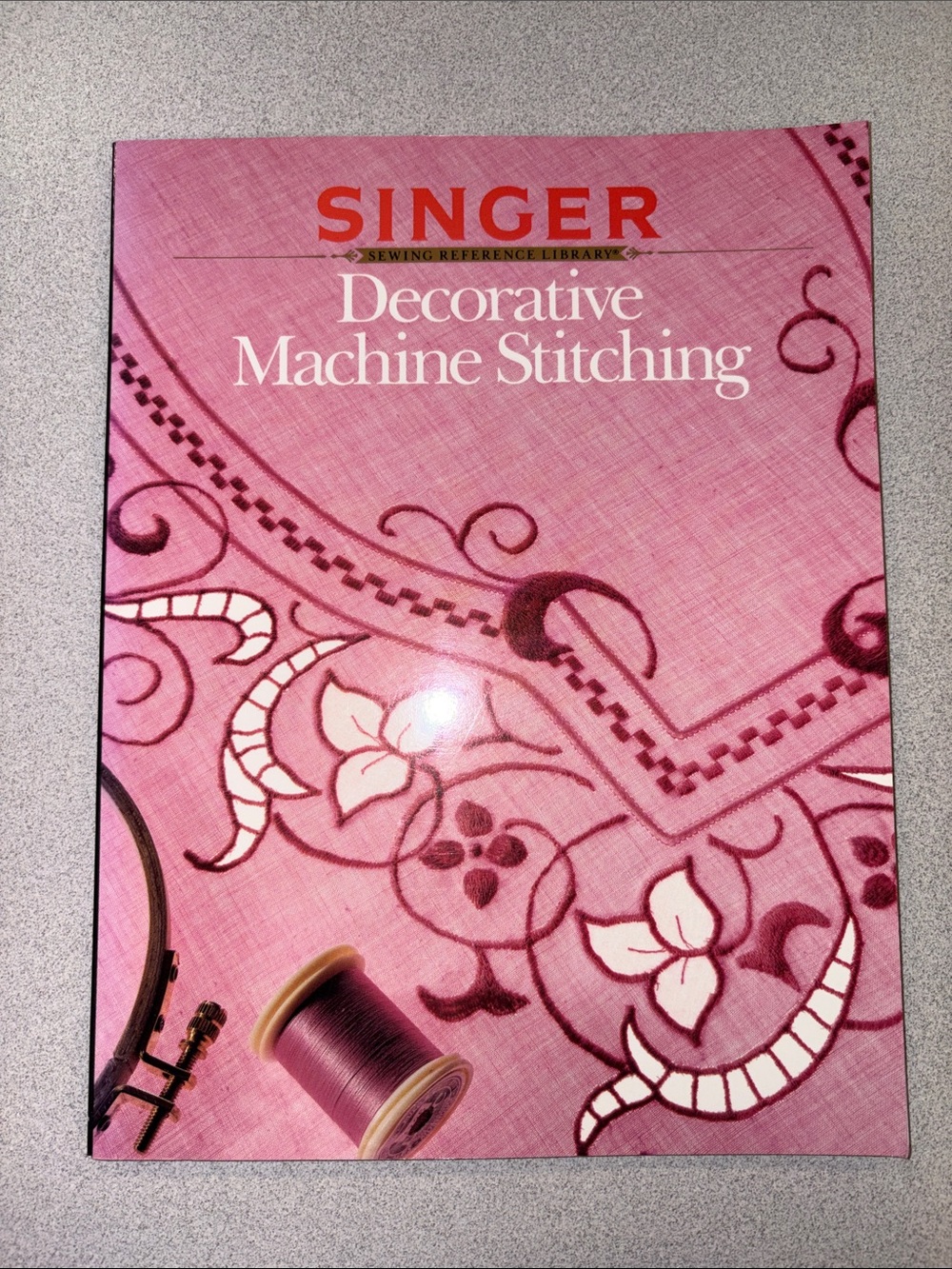 Vintage SINGER Decorative Machine Stitching Book - Pink Cover